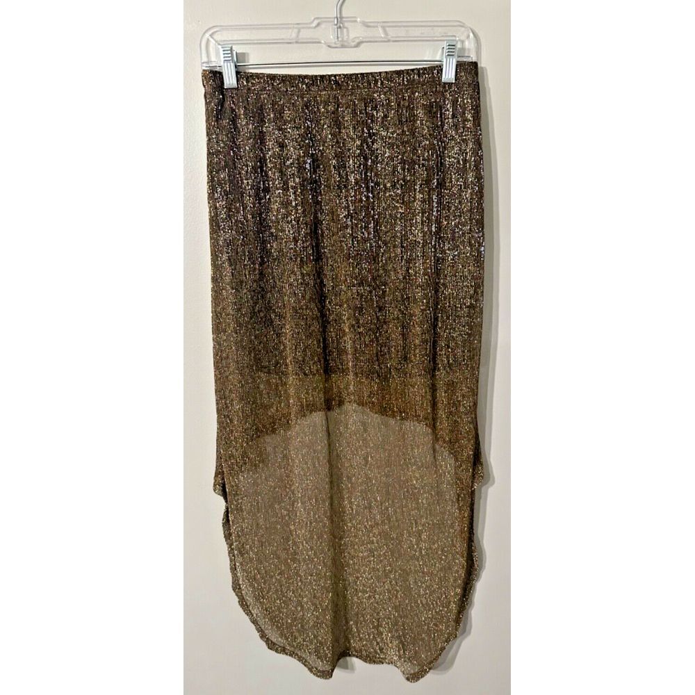 Lily White Metallic Gold High Low Skirt skirt Fairy Grunge, Retro,‎ Disco - Picture 2 of 6